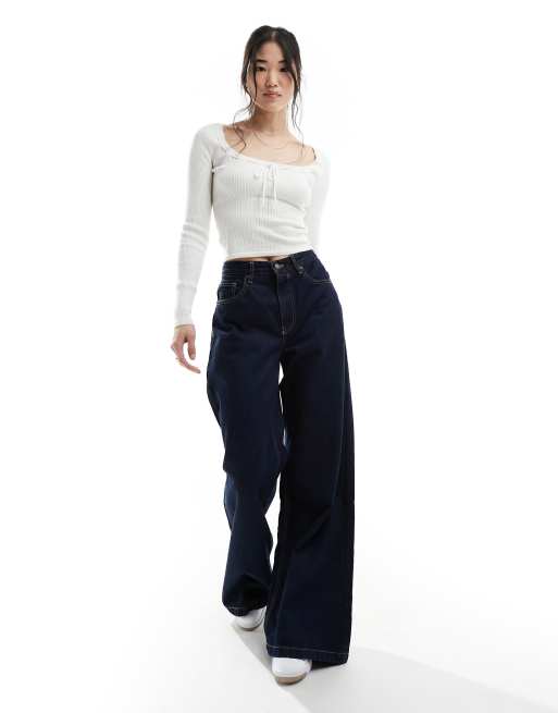 Hollister - Gebreide top met lange mouwen in wit, 4 van 4