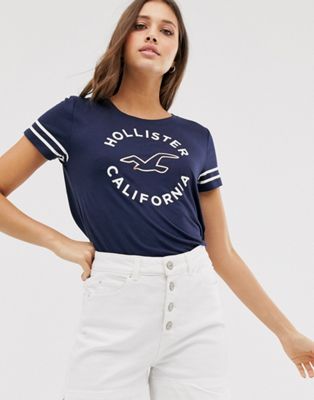 Hollister - Gedrapeerd T-shirt met logo-Marineblauw