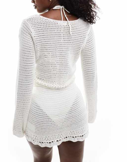 Hollister - Gehaakte strandtop in wit, deel van co-ord set, 4 van 4