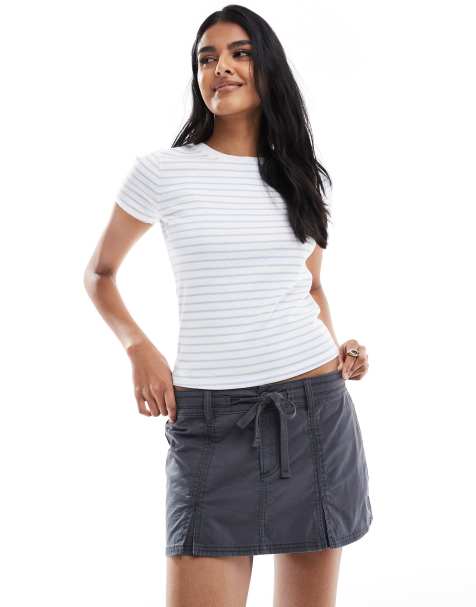 Hollister - Geplooide mini rok in grijs - view 1