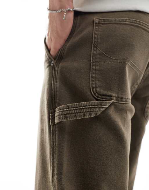 Hollister – Gerade Carpenter-Jeans in Braun, 2 von 5