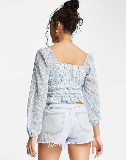 Hollister – Gerafftes Chiffon-Oberteil mit Blümchenmuster, 3 von 4