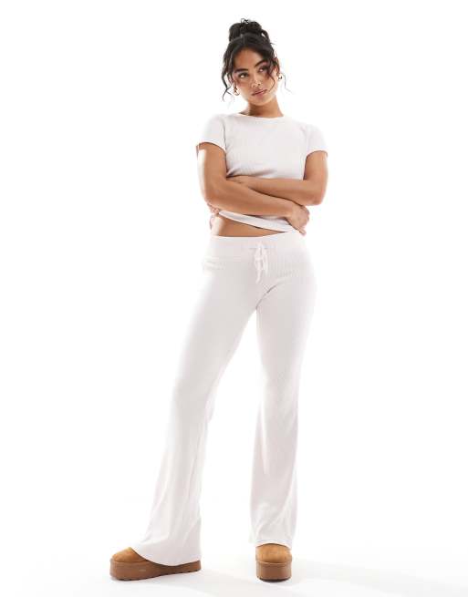 Hollister - Geribbelde kickflare broek met striksluiting en tailleband in roze