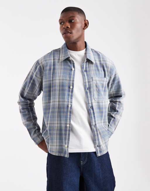 Hollister - Geruit flanellen overhemd met lange mouwen in blauw