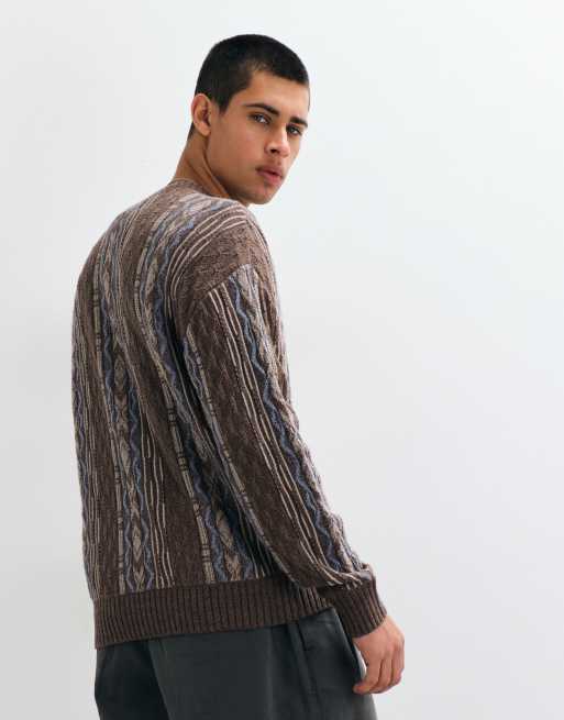Hollister gestrickter Pullover mit Rundhalsausschnitt in Braun mit Fair-Isle-Muster, 5 von 10
