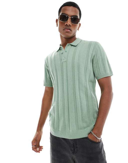 Hollister – Gestricktes Polohemd in Grün