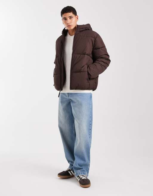 Hollister - Gewatteerd jack met capuchon in bruin, 2 van 5