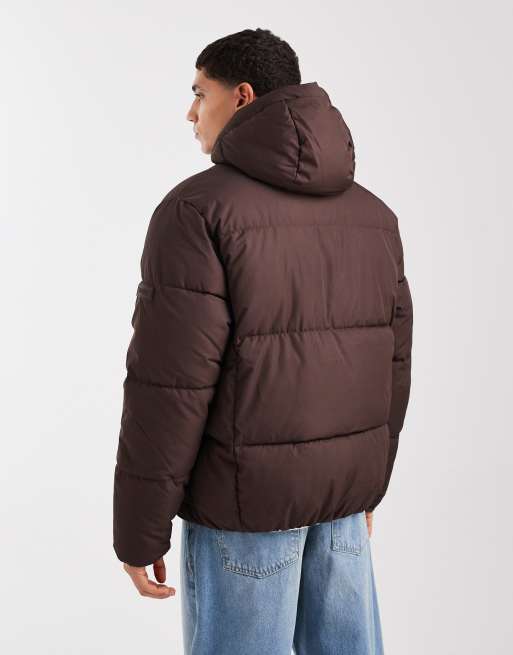 Hollister - Gewatteerd jack met capuchon in bruin, 3 van 5
