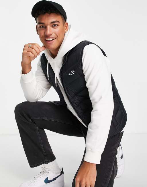 Hollister - Gewatteerde puffer bodywarmer met icon-logo in zwart