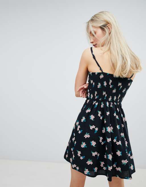 Hollister Geweven Zwarte Jurk Met Bloemmotief Asos