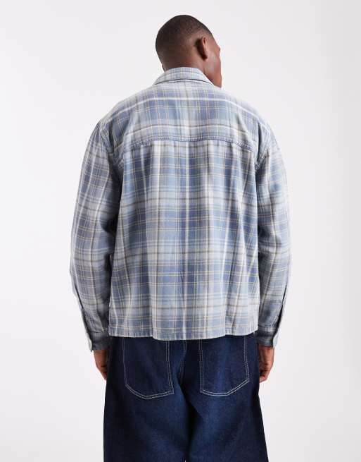 Hollister Giacca a maniche lunghe in flanella a quadri blu ASOS