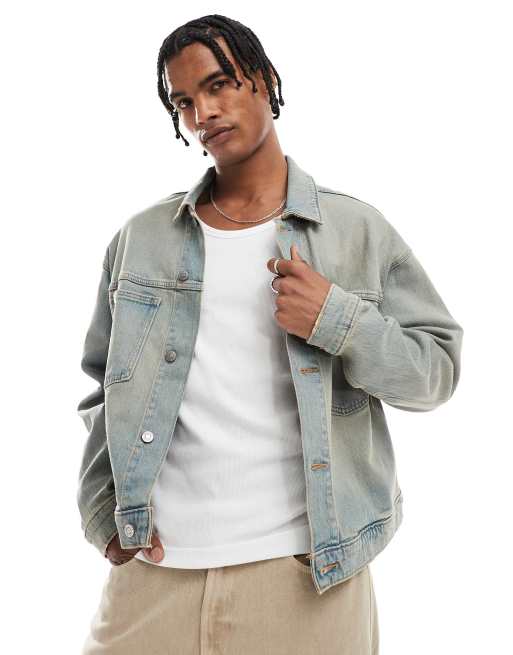Hollister - Giacca di jeans squadrata lavaggio grigio