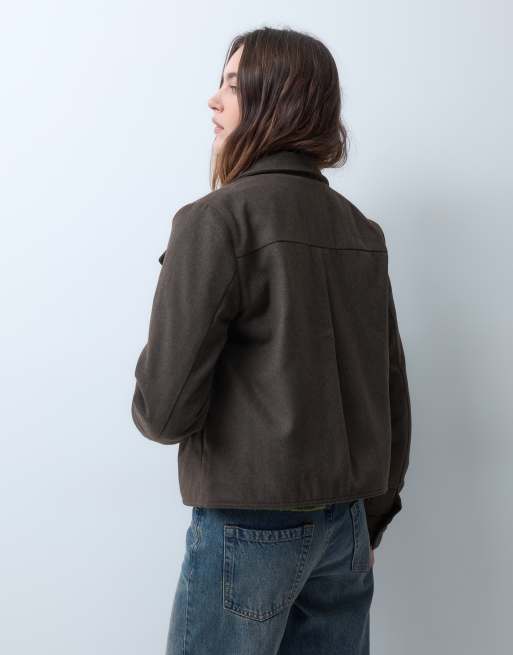 Hollister giacca doppiopetto con collo a imbuto marrone, 3 di 4