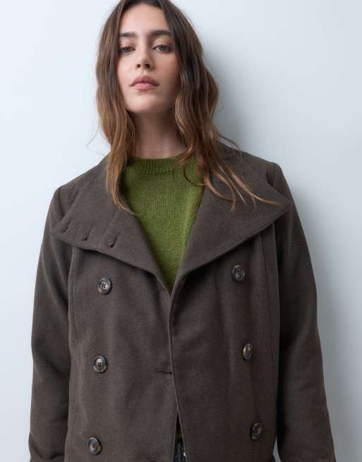 Hollister giacca doppiopetto con collo a imbuto marrone, 4 di 4