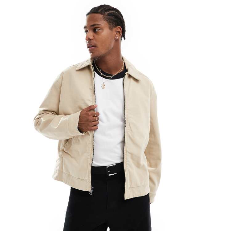 Hollister Giacca squadrata beige in velluto a coste con colletto Cra wallonieShops