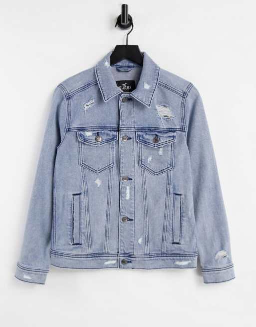 Hollister - Giacca trucker di jeans lavaggio medio indaco