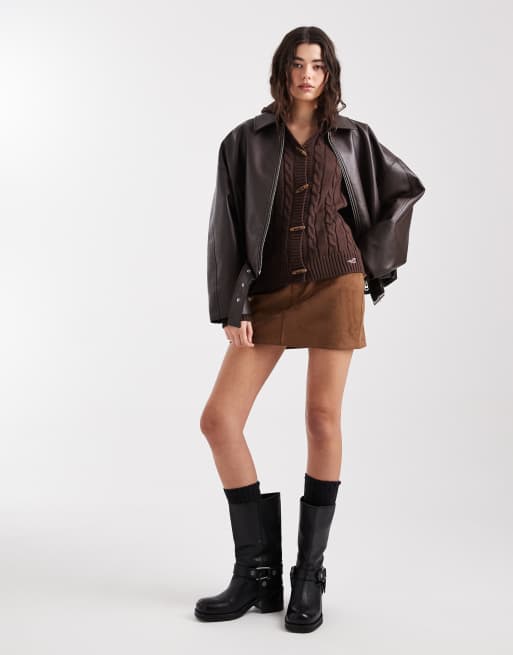 Hollister - Gilet à capuche style années 2000 en maille torsadée - Marron, 2 de 4