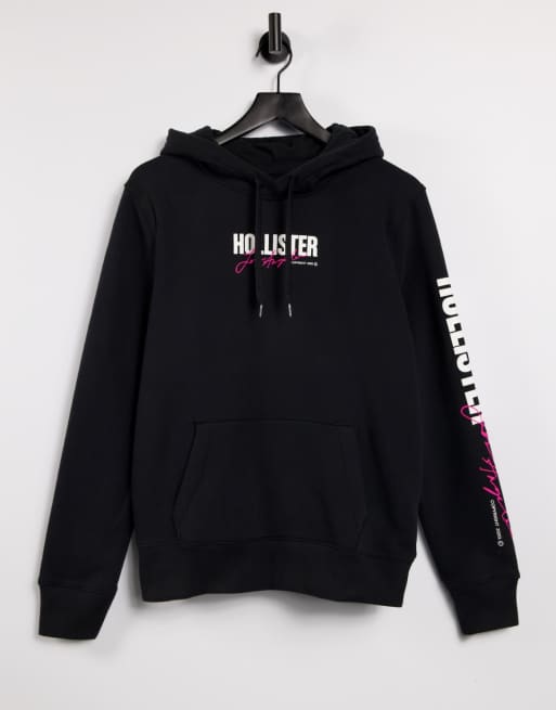 Black and pink 2025 hollister hoodie