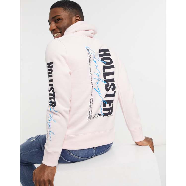 Hollister glow in the dark sleeve and back print logo hoodie in