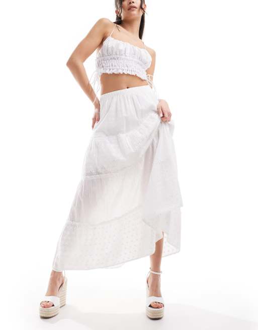 Hollister - Gonna lunga bianca a balze