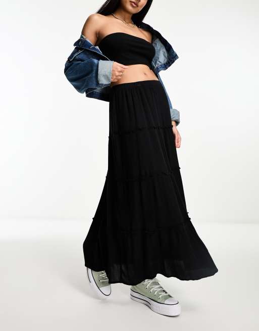 Hollister - Gonna lunga nera a balze