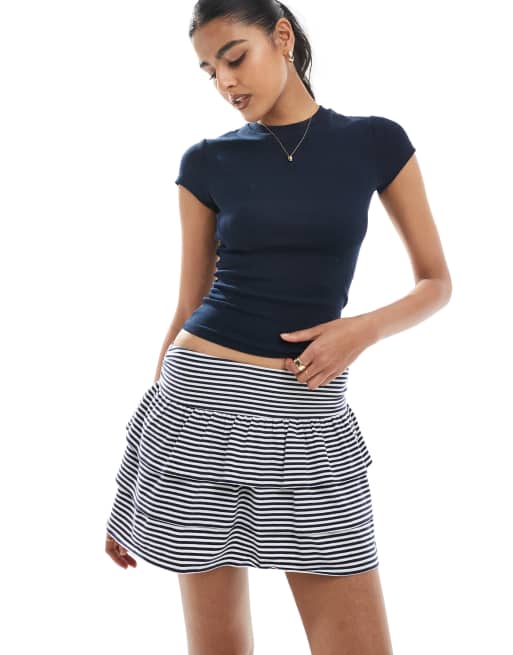 Hollister - Gonna pantalone a vita medio alta bianca e nera con volant