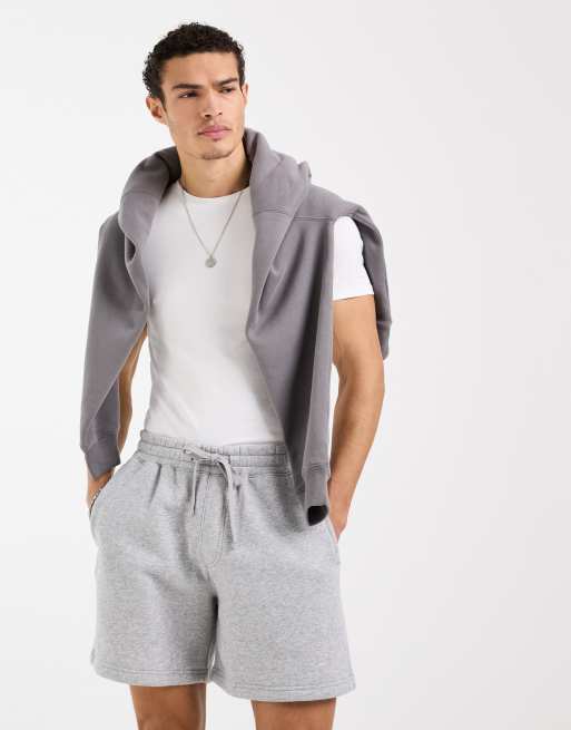 Hollister – Grå fleeceshorts i baggy-stil som slutar ovanför knät