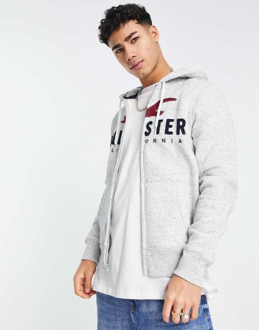 Hollister - Grå hættetrøje i grå med logo på brystet