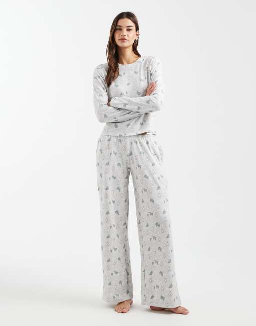 Hollister - Grå langærmet pyjamastop med dyb rund hals - Del af sæt, 2 af 4