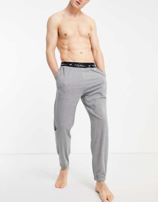 Hollister - Grå lounge-joggingbukser med kontrast-logobånd i taljen, 4 af 4