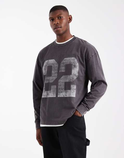 Hollister - Grå oversized T-shirt med lange ærmer og college-detaljer i firkantet pasform - view 1