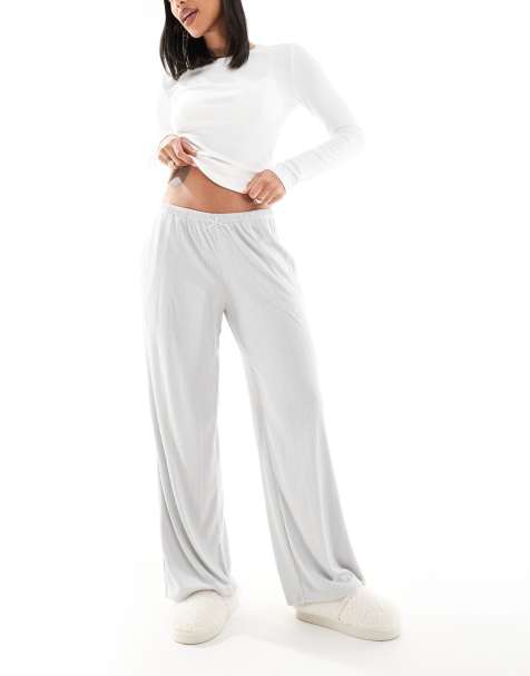 Hollister – Grå, ribbade och baggy pyjamasbyxor - view 1