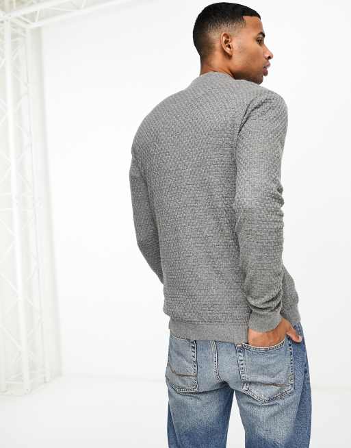 Hollister – Grå, stickad pikétröja med dragkedja vid halsen, 3 av 4