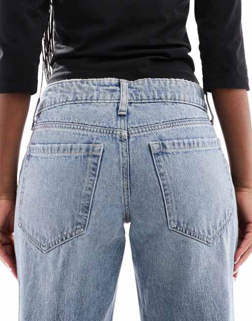 Hollister - Grå superposede jeans med lav talje, buet snit og tonet finish, 5 af 5