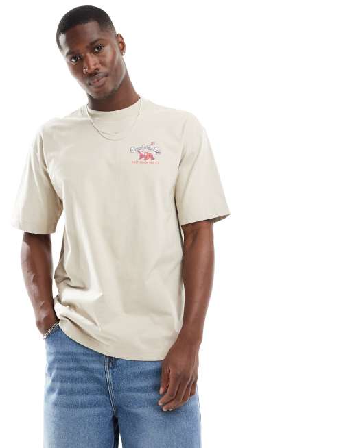 Hollister – Grå t-shirt i boxig passform med "Ocean View Cafe"-tryck baktill, 3 av 4