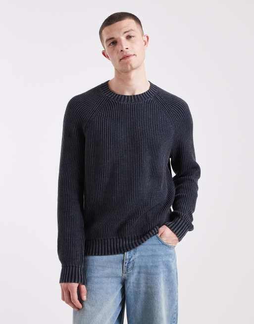 Hollister – Grafitowy sweter z dzianiny o splocie angielskim