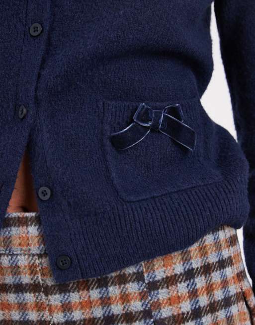 Hollister – Granatowy kardigan z kokardkami, 3 z 4
