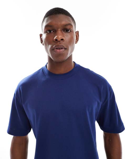 Hollister – Granatowy T-shirt z krótkimi rękawami o pudełkowym kroju - view 1