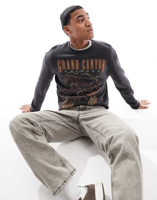 Hollister Grand Canyon print relaxed fit sweatshirt in black