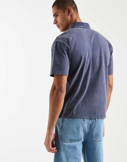 Hollister graphic boxy fit polo in navy , 5 of 5