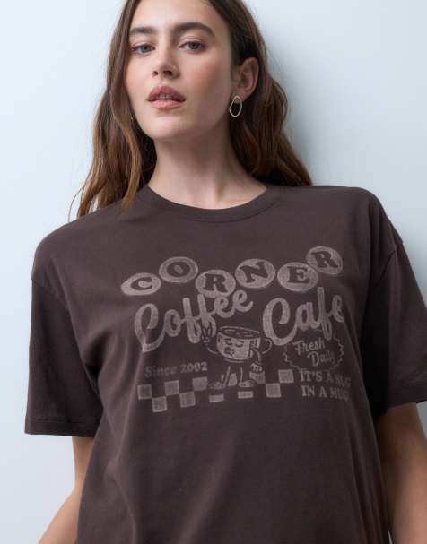 Hollister graphic oversized t-shirt in brown