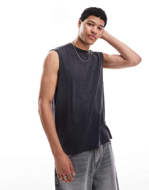Hollister – Grått, stentvättat linne i oversize med boxig passform och ficka