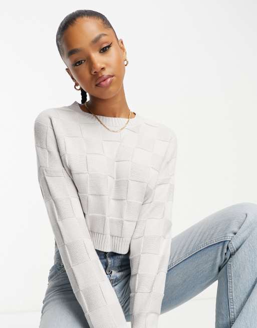 Hollister – Grauer Strickpullover mit Rundhalsausschnitt