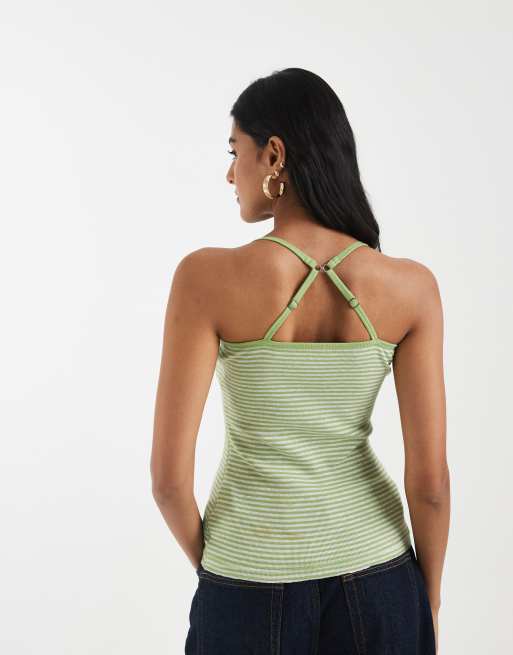 Hollister - Grøn henley-cami med striber, 4 af 4