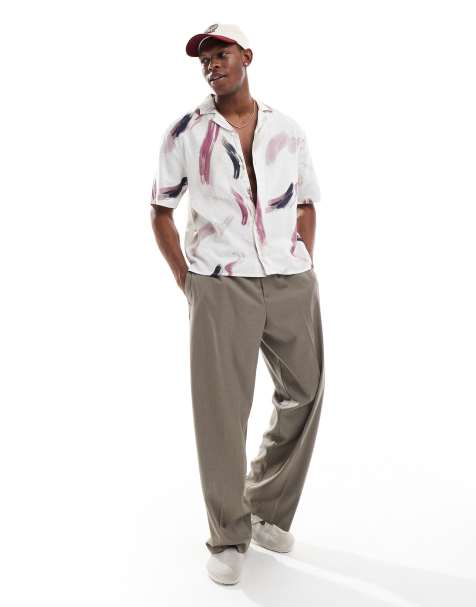 Hollister - Grøn hørskjorte med abstrakt print - view 1