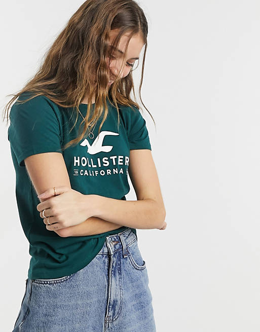 Hollister - Grøn t-shirt med logo foran