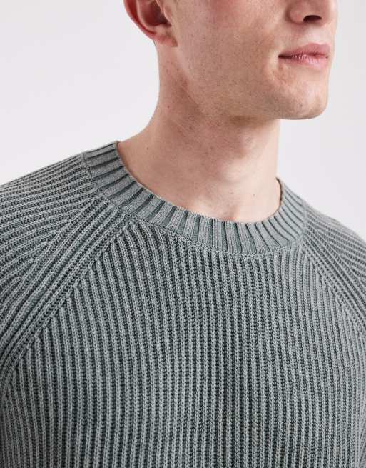 Hollister – Grön, tvättad och patentstickad tröja, 5 av 5