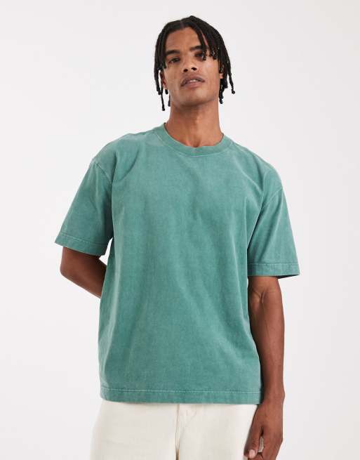 Hollister – Grön, tvättad t-shirt i boxy fit med korta ärmar och rund halsringning