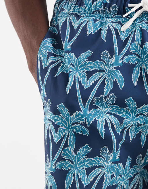 Hollister – Gröna, palmmönstrade badshorts i dra på-modell, 5 av 5