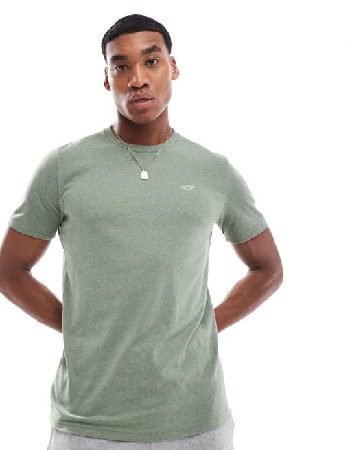 Hollister – Grönmelerad t-shirt med klassisk logga